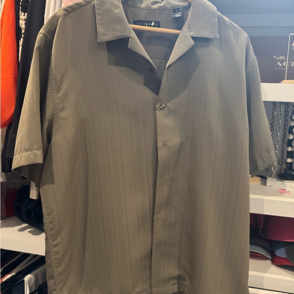 Men's Olive Casual Button Down Shirt